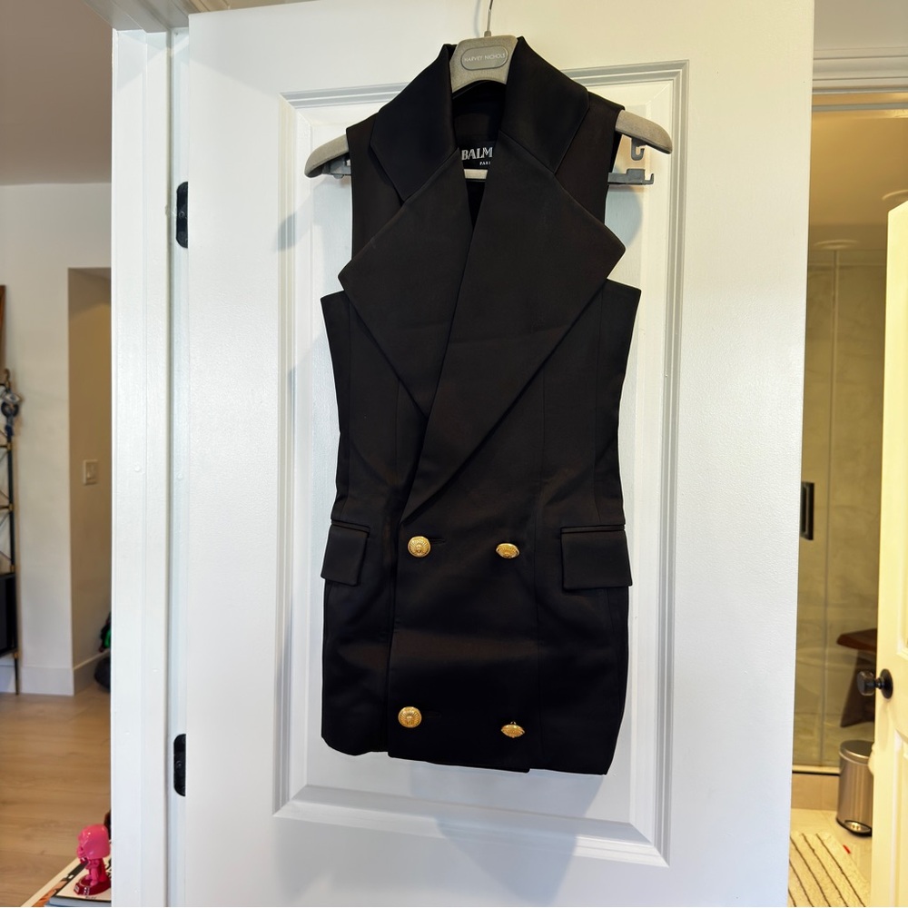 Balmain Elegant Black vest with Gold Buttons